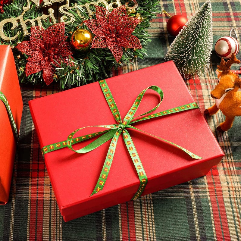 CCTVRTV 20 Rolls 100 Yards Christmas Ribbon for Gift Wrapping, 3/8 Inch Printed Christmas Grosgrain Ribbon, Christmas Ribbon for Gift Wrapping Crafts DIY Holiday Xmas Decorations - Image 4